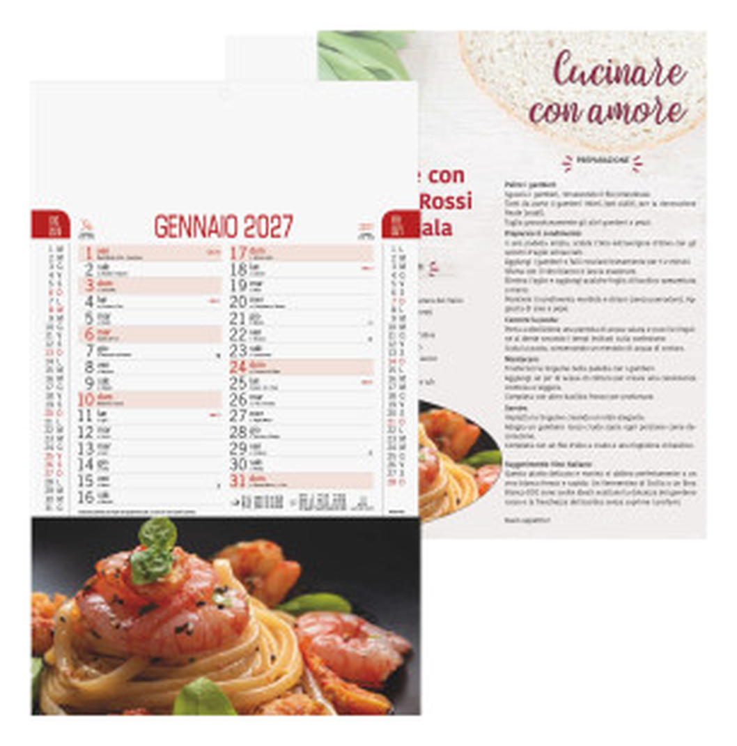Calendario Illustrato da parete cm 28,8x47 - Gastronomia