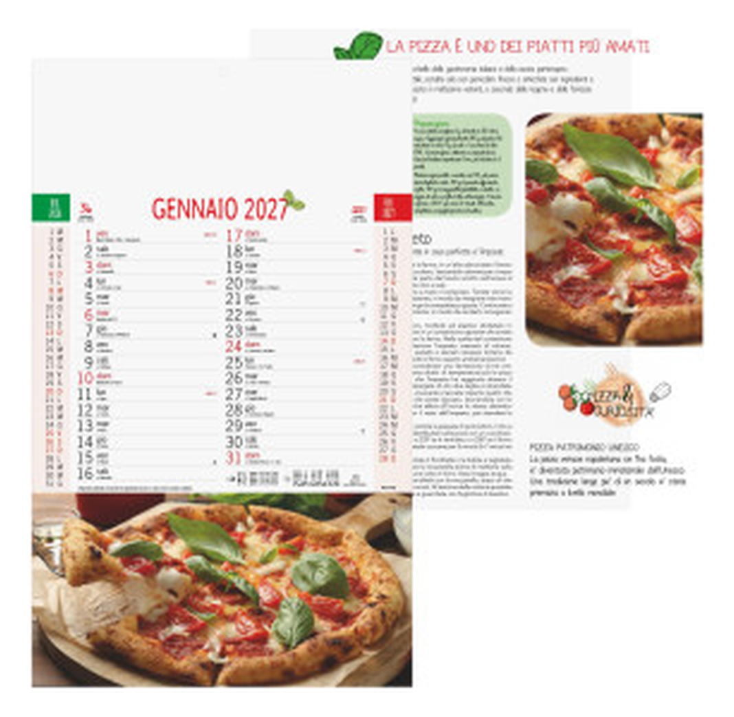 Calendario illustrato da parete cm 28,8x47 - Pizza