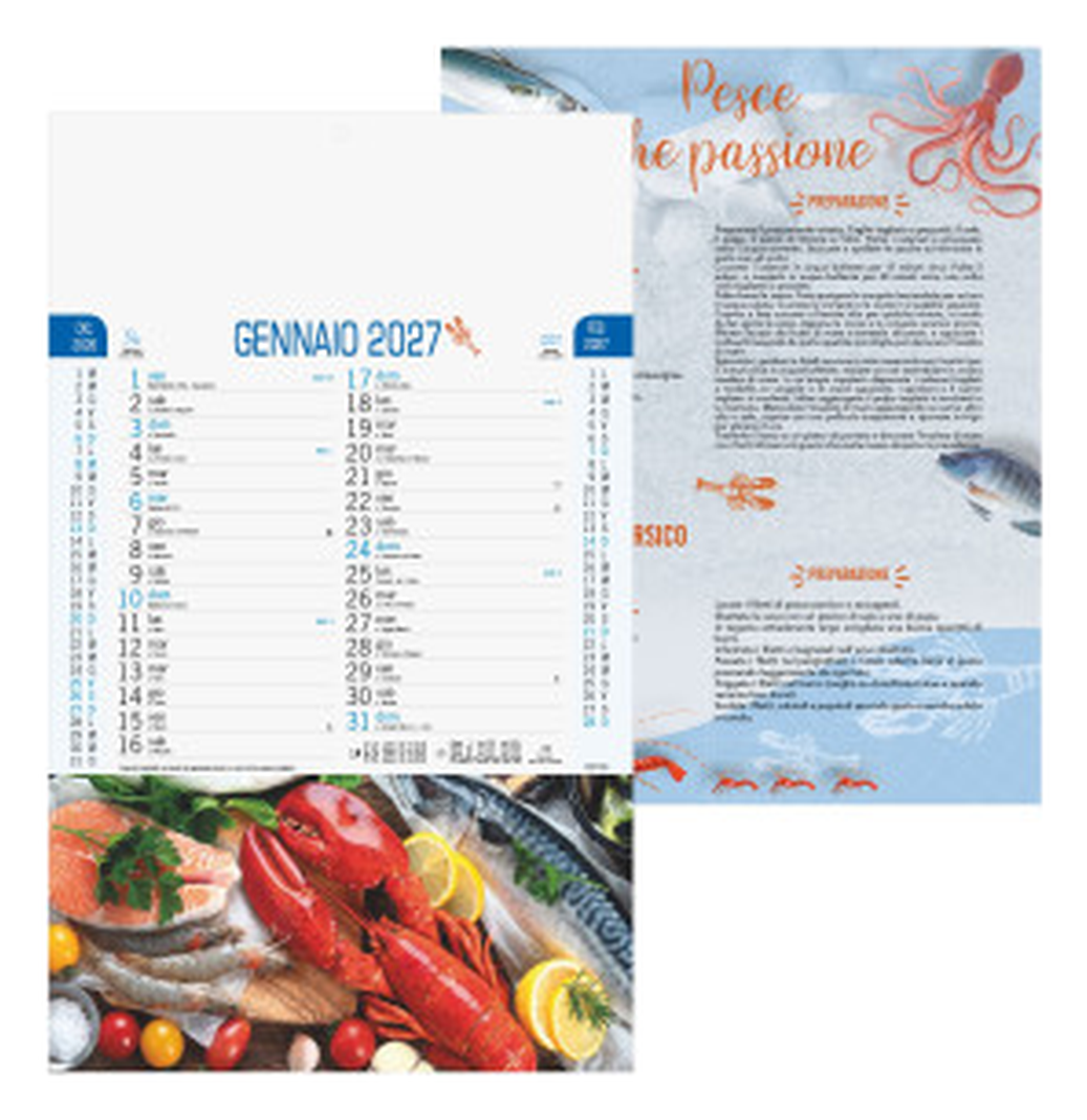 Calendario illustrato da parete cm 28,8x47 - Pesce
