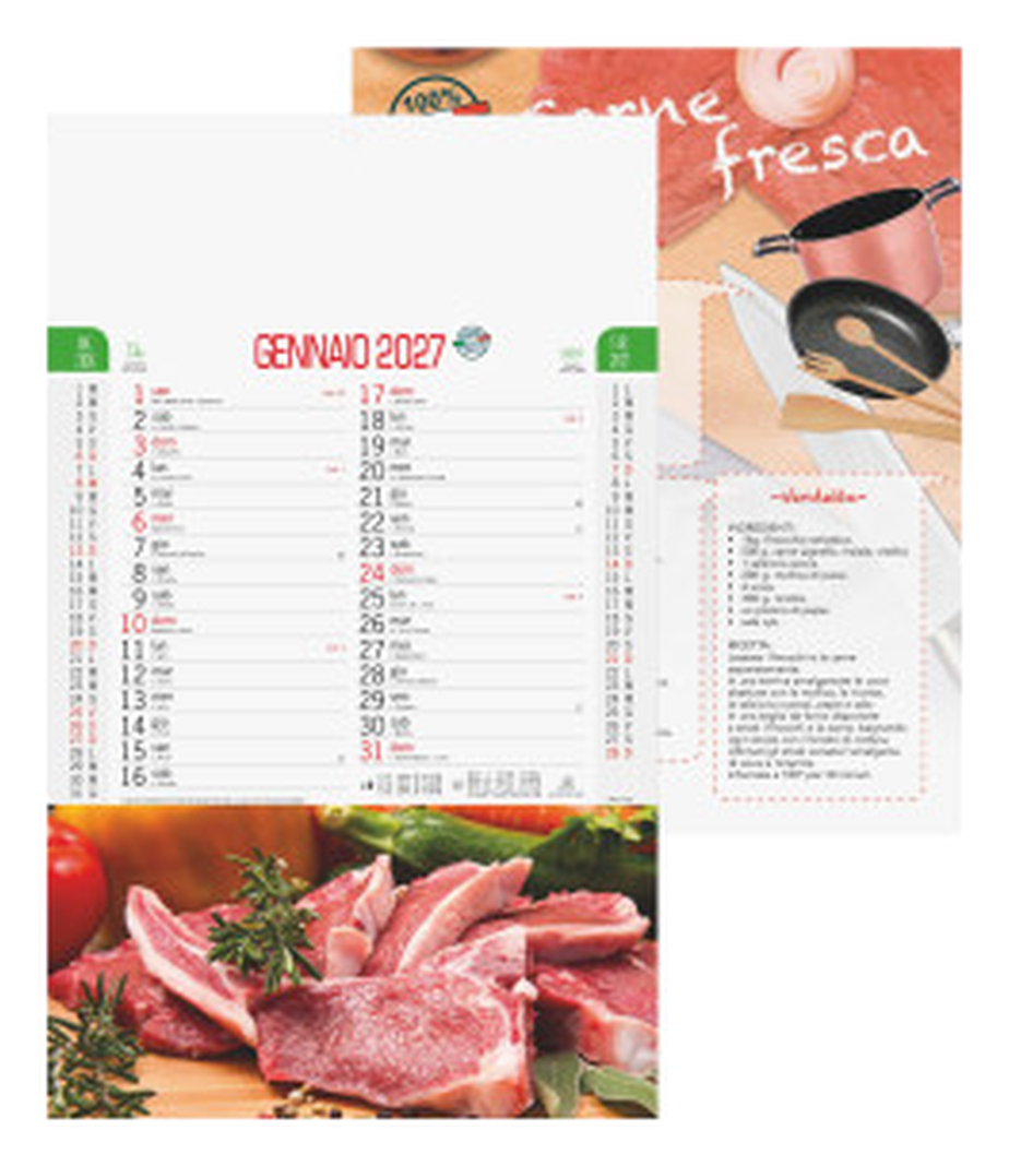 Calendario illustrato da parete cm  28,8x47 - Carne