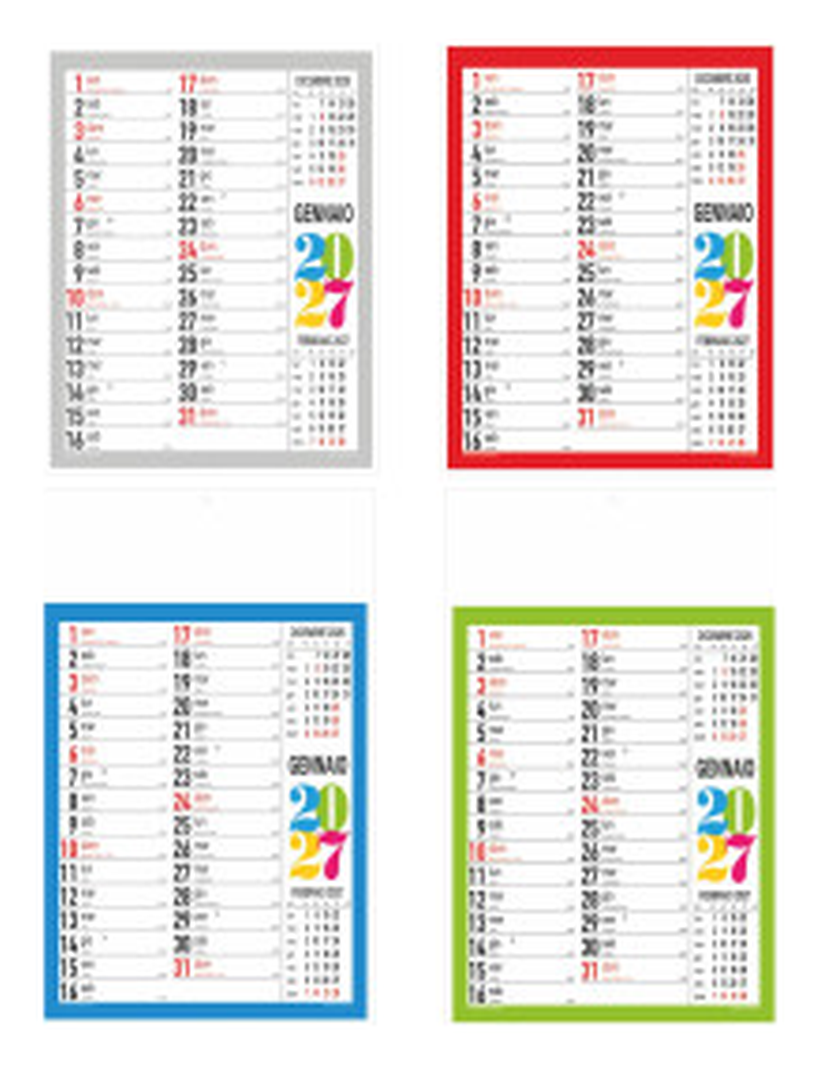 Calendario Olandese da parete cm 28,8x47