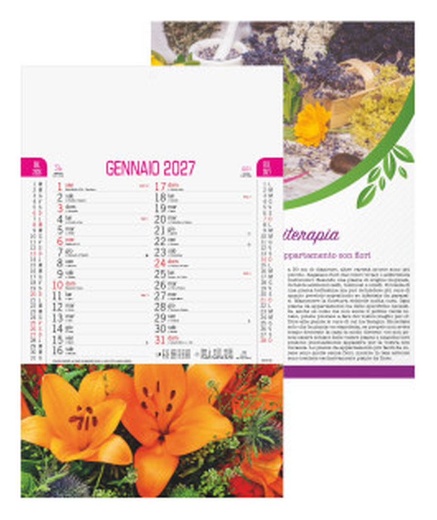 Calendario Illustrato da parete cm 28,8x47 - Fiori