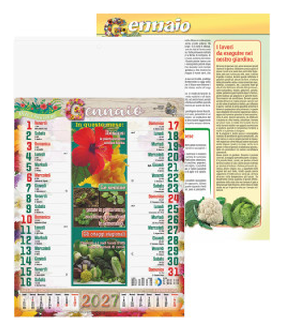 Calendario Illustrato da parete cm 28,8x47 - Orto e Giardino
