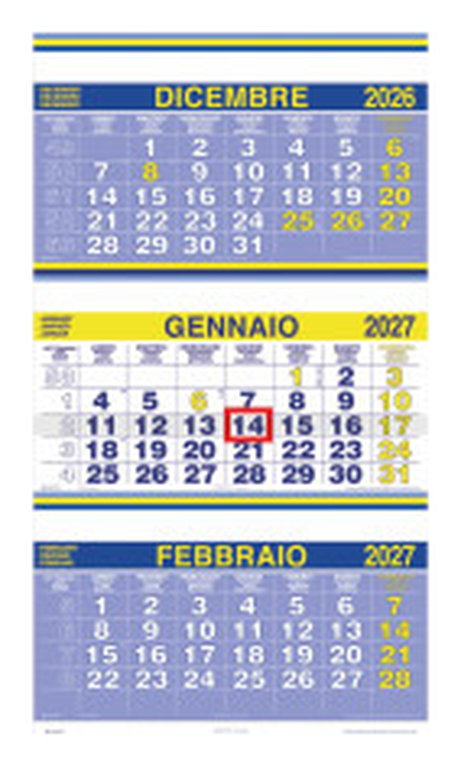 Calendario Trittico cm 33x79
