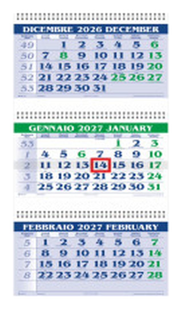 Calendario Trittico cm 31x80