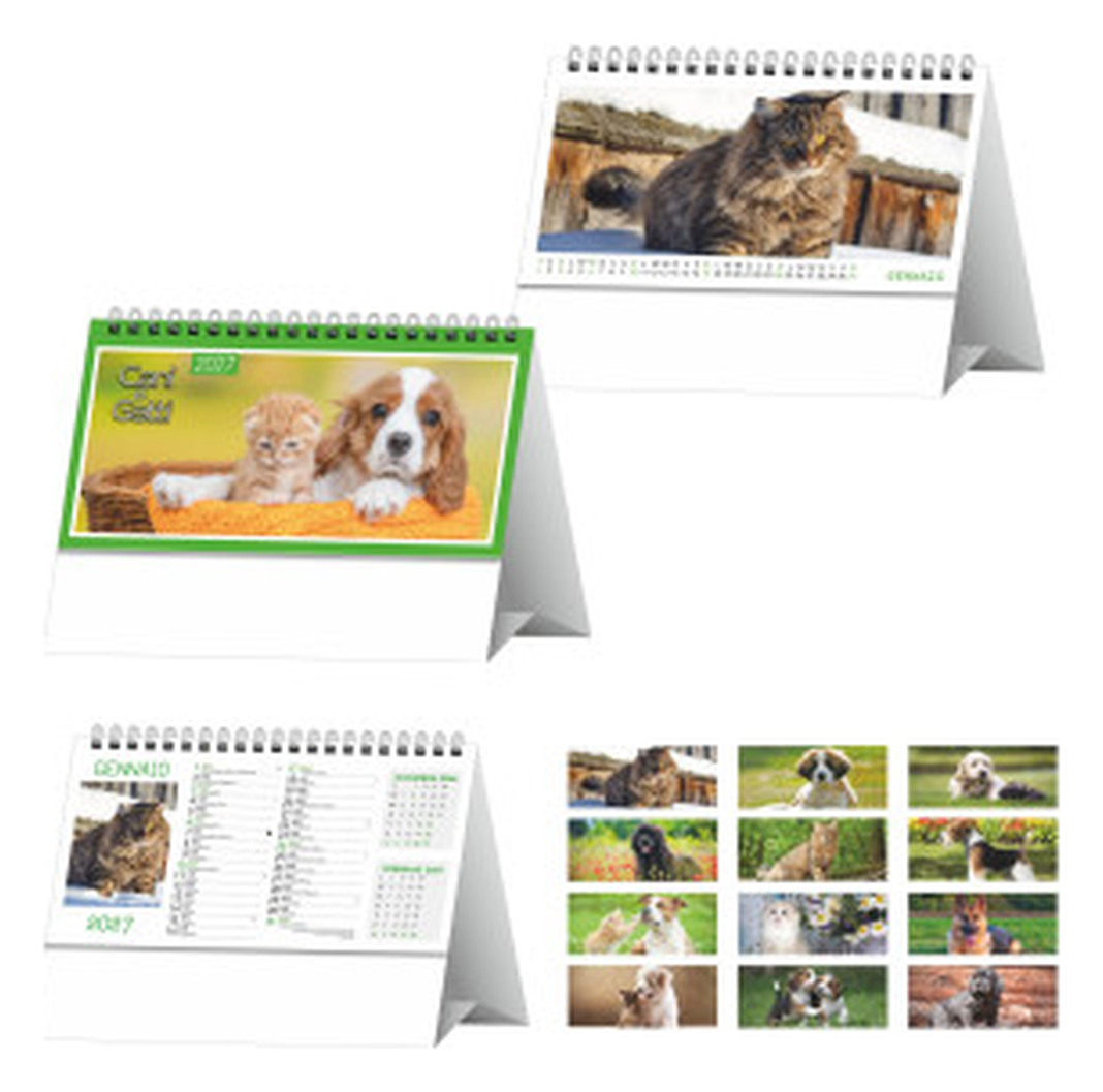 Calendario da tavolo cm 19x14,5 - Cani e gatti