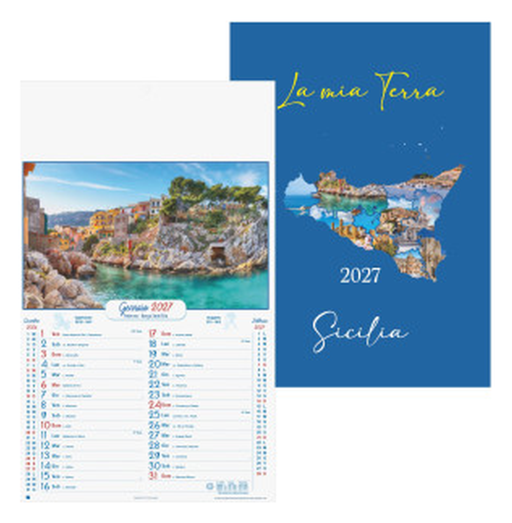 Calendario Illustrato da parete cm 31x53 - Sicilia