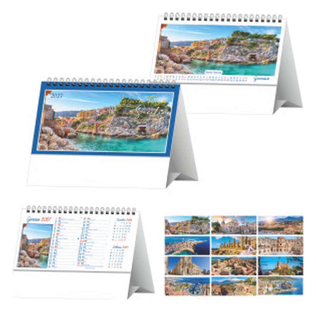 Calendario Illustrato da Tavolo cm 19x14,5 - Sicilia
