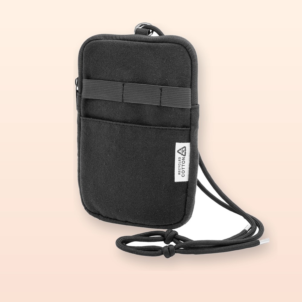 Borsa portacellulare a tracolla in canvas riciclato