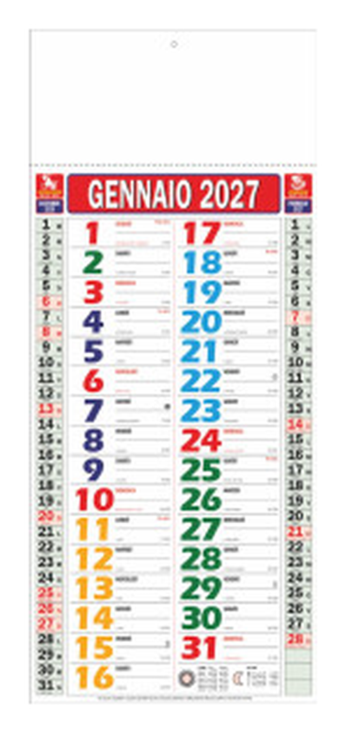 Slim Multicolor- Calendario Olandese da parete cm 22x49
