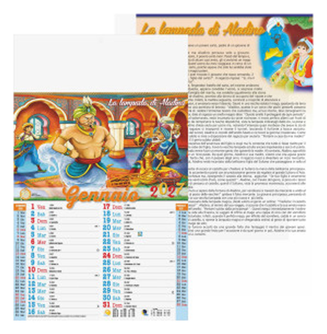 Calendario illustrato da parete cm 28,8x47 - Fiabe