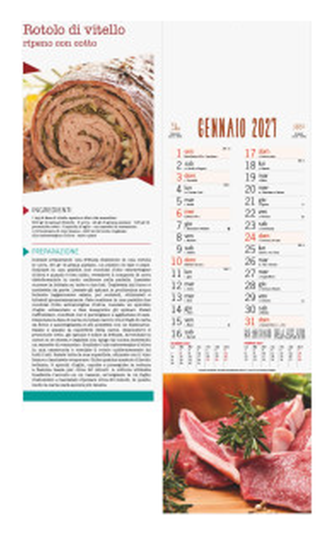 Calendario Illustrato Silhouette cm 14x47 - Carne