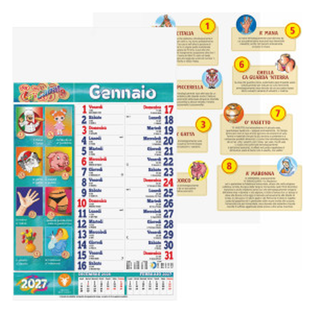 Calendario Illustrato da parete cm 28,8x47 - Cabala