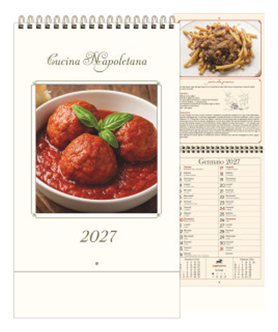 Calendario Illustrato Anticato cm 15,5x30 - Cucina Napoletana