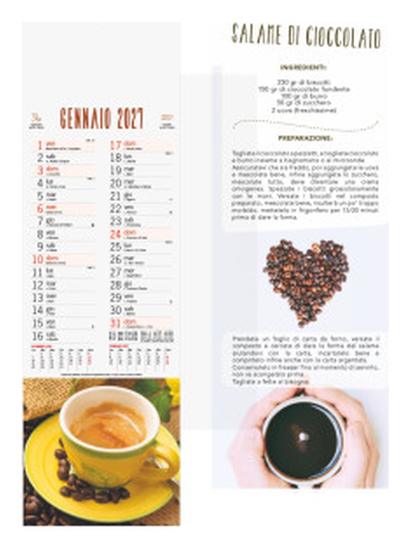 Calendario illustrato silhouette cm 14x47 - Caffè