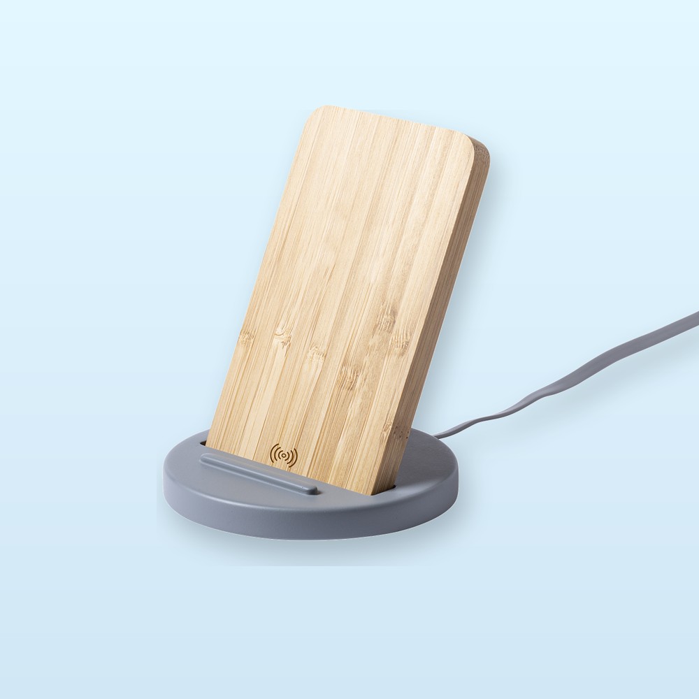 caricabatterie wireless con supporto per cellulare - grigio - naturale