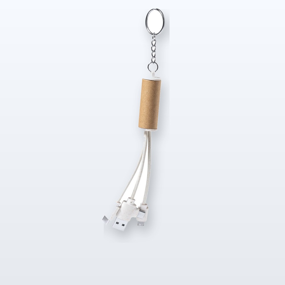 portachiavi con cavo di ricarica USB - naturale