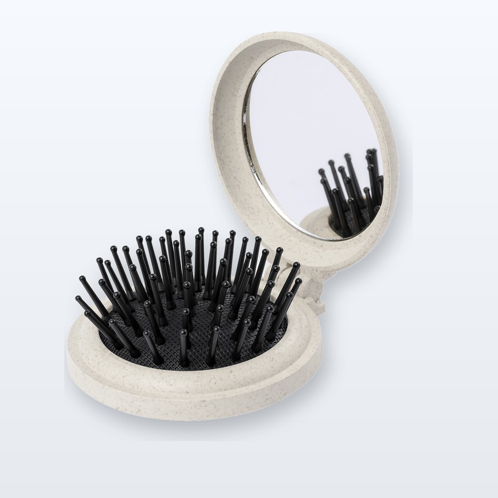 Specchietto con spazzola capelli - naturale