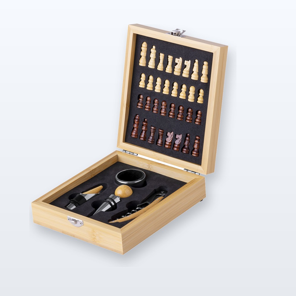 set da vino con scacchi - naturale