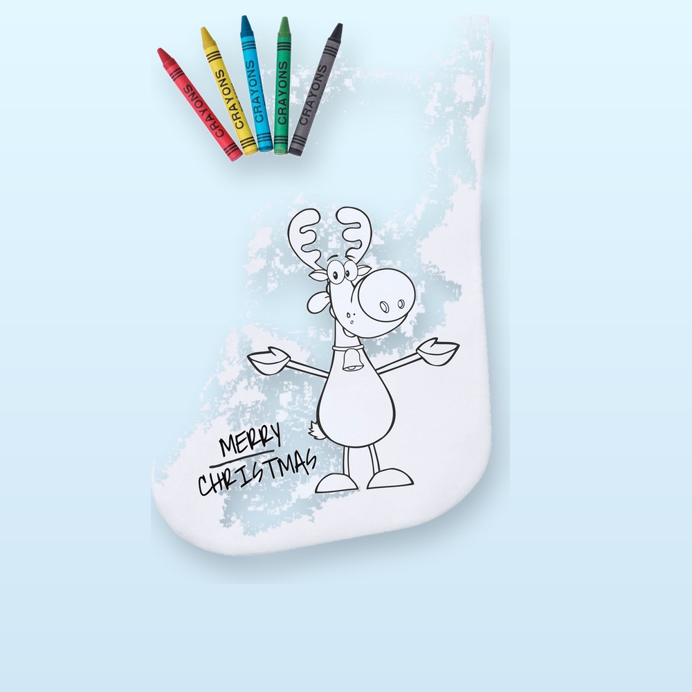 calza di Natale da colorare - bianco - rosso