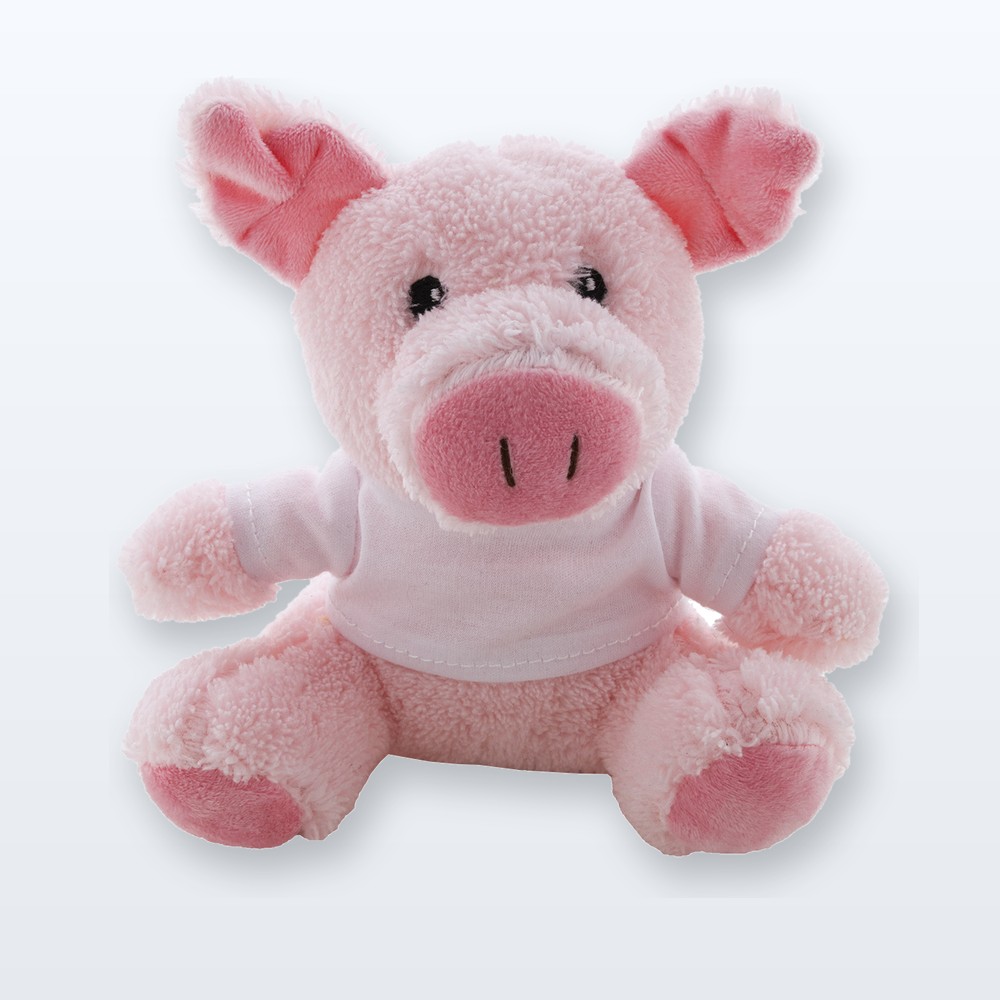 Peluche in RPET, maialino - fucsia