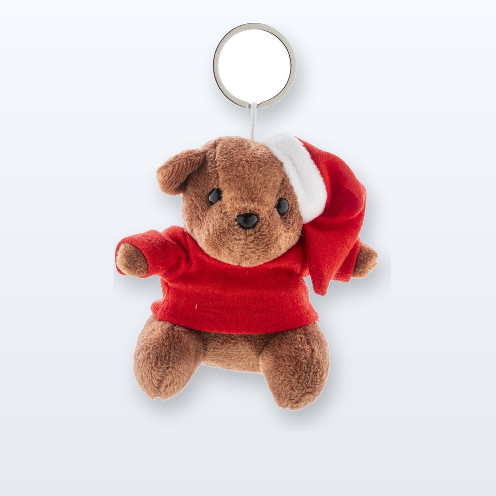 portachiavi natalizio con orsetto in peluche - multicolore