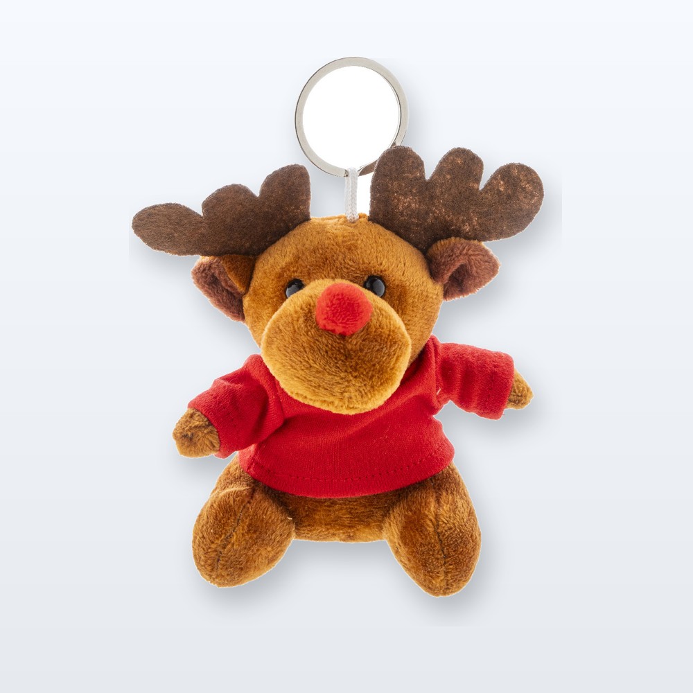 portachiavi natalizio con renna in peluche - multicolore