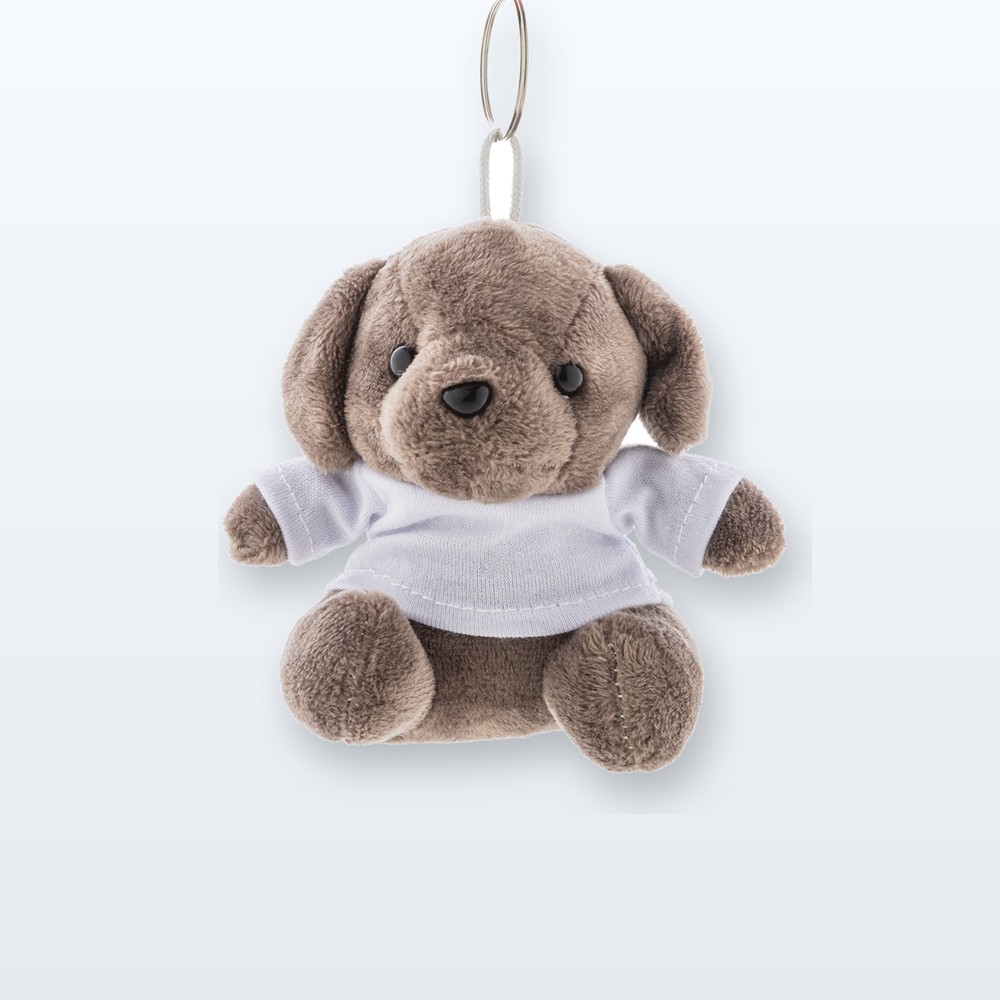Portachiavi con cane in peluche - marrone