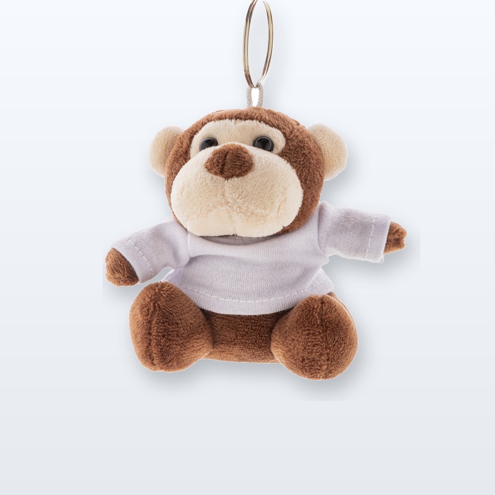 Portachiavi con scimmia in peluche - marrone