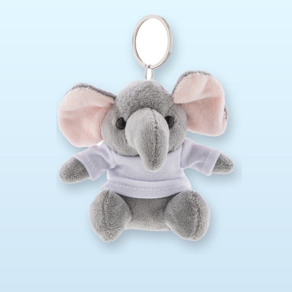 Portachiavi con elefante in peluche - grigio