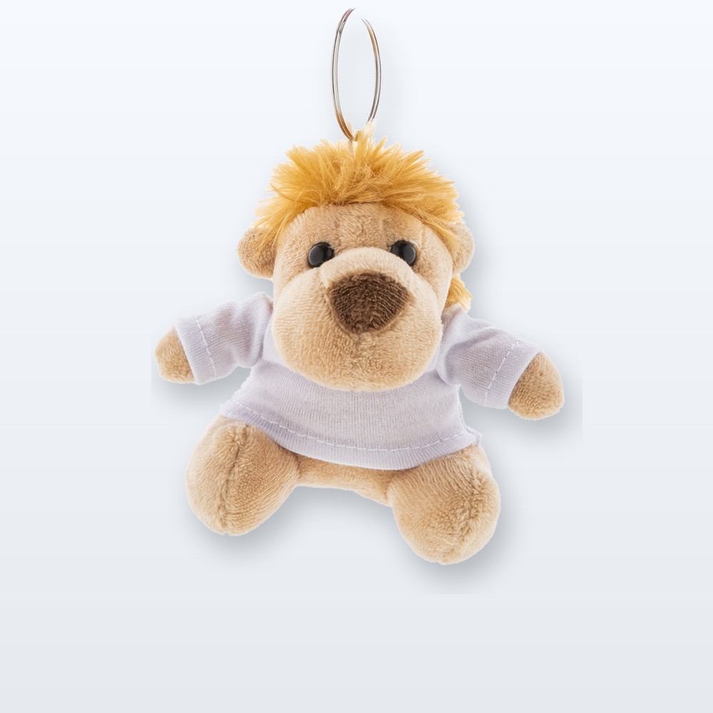 Portachiavi con leone in peluche - marrone