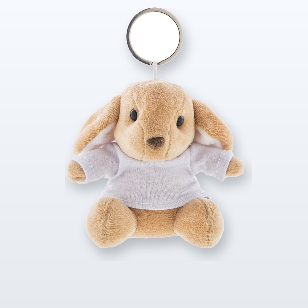 Portachiavi con coniglietto in peluche - marrone
