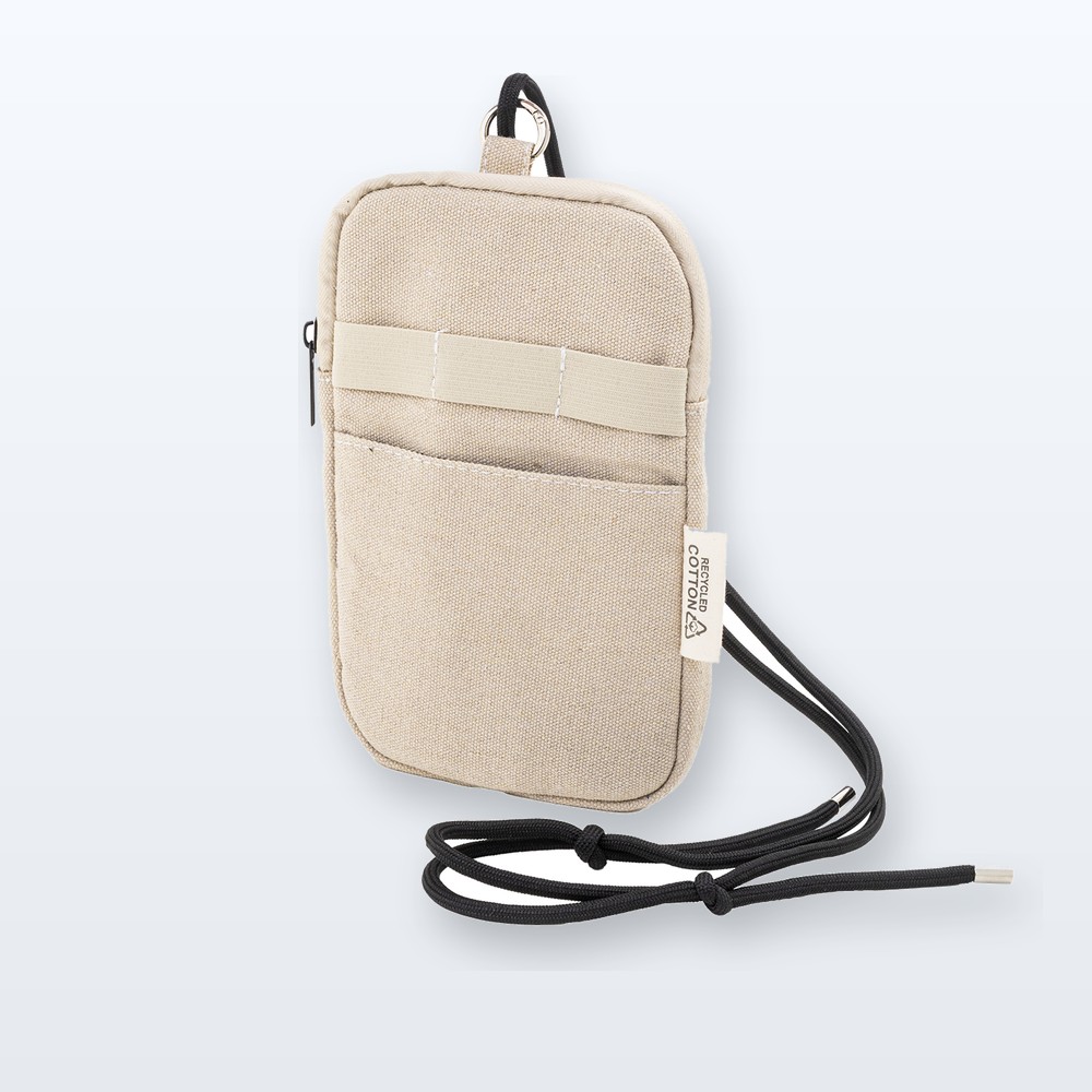 borsa portacellulare a tracolla in canvas riciclato - naturale
