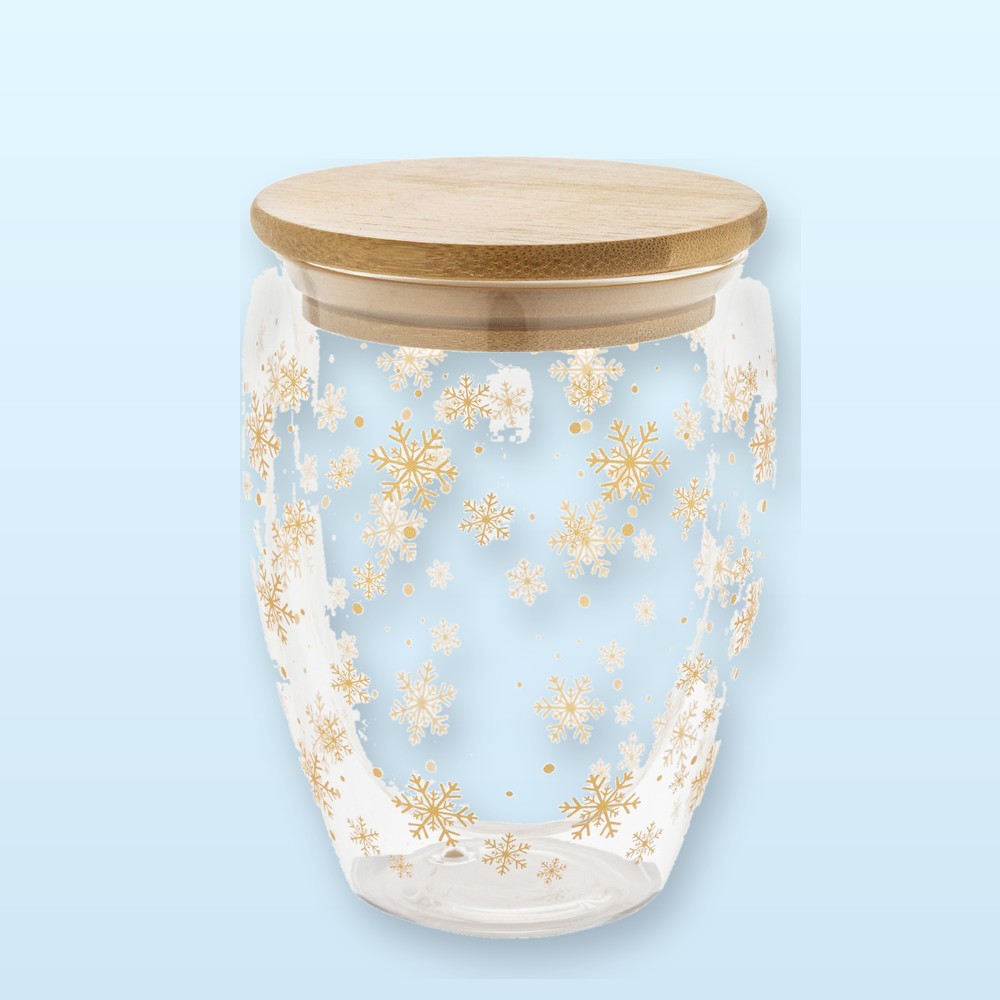 Barattolo natalizio in vetro borosilicato - trasparente - naturale