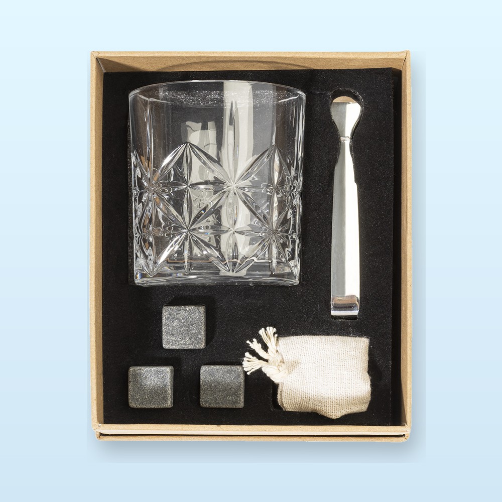 Set bicchieri da whisky - trasparente - argento