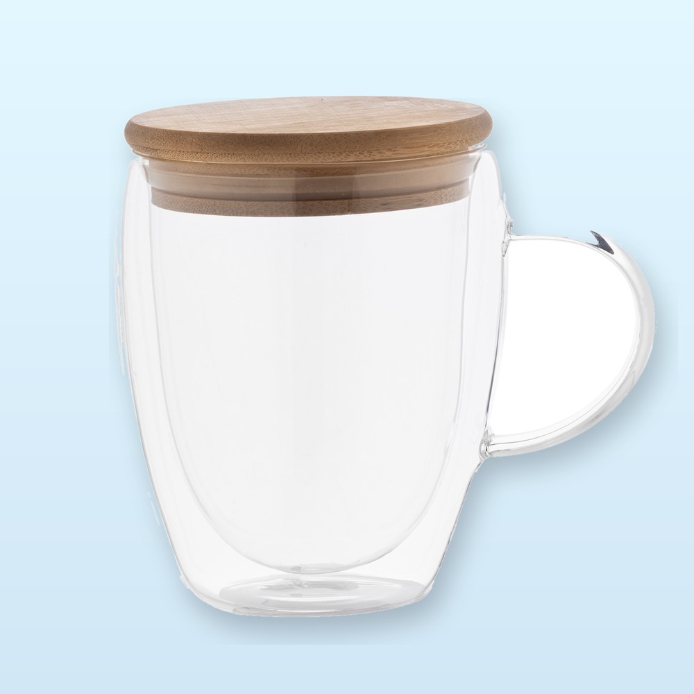 Tazza termica in vetro borosilicato - trasparente - naturale