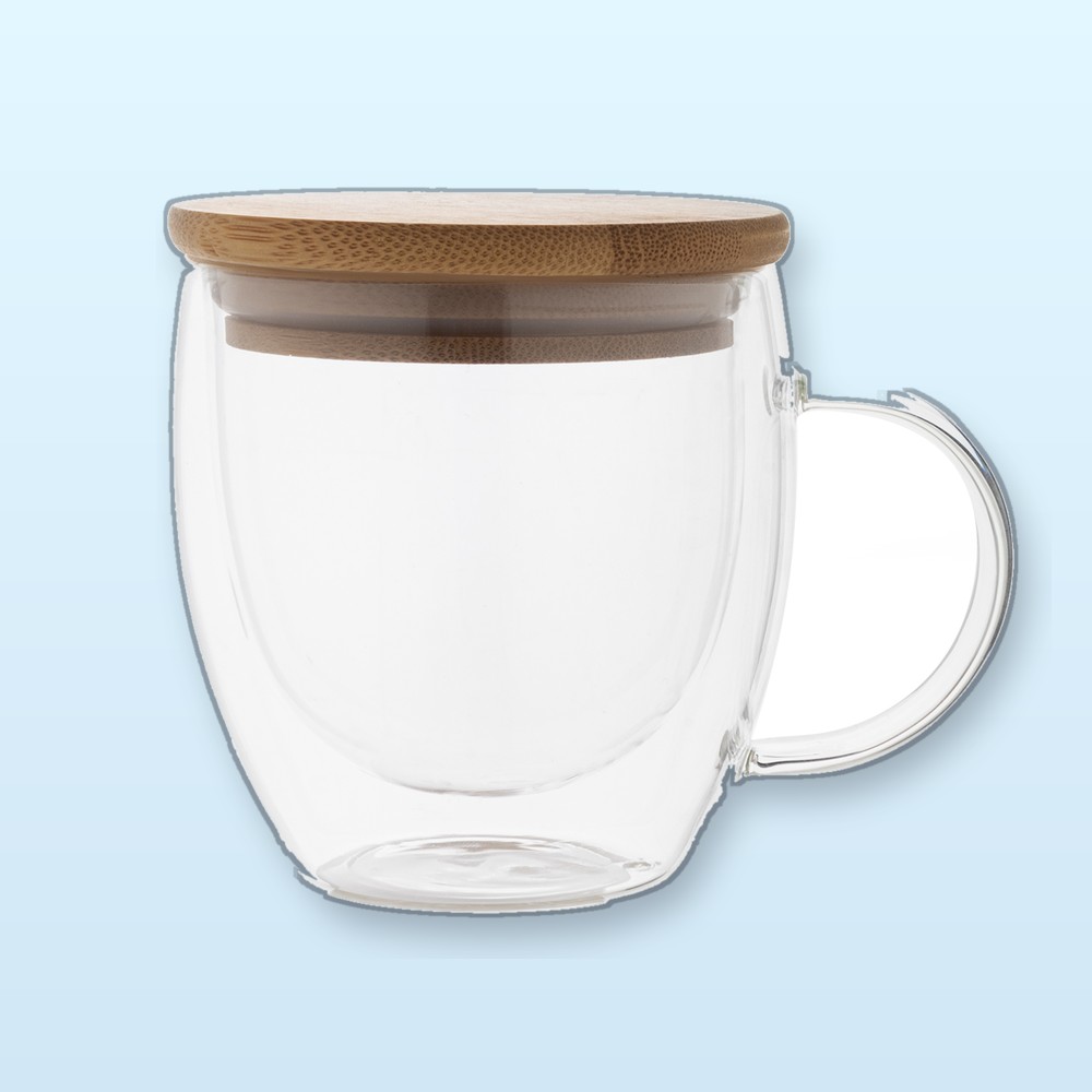 Tazza termica in vetro borosilicato - trasparente - naturale
