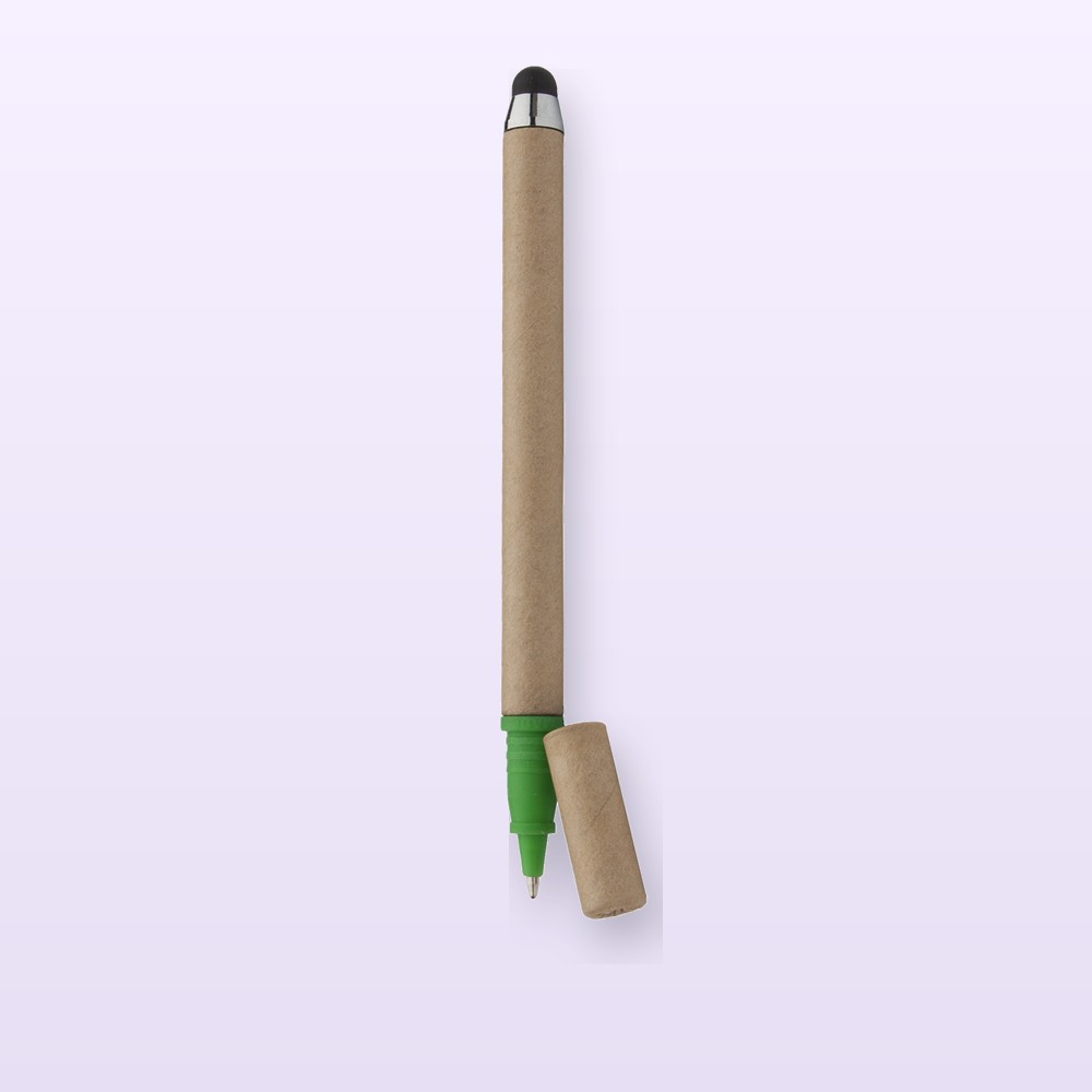 penna a sfera capacitiva in carta riciclata - verde - naturale