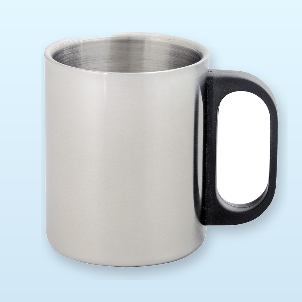 tazza in acciaio - argento - nero