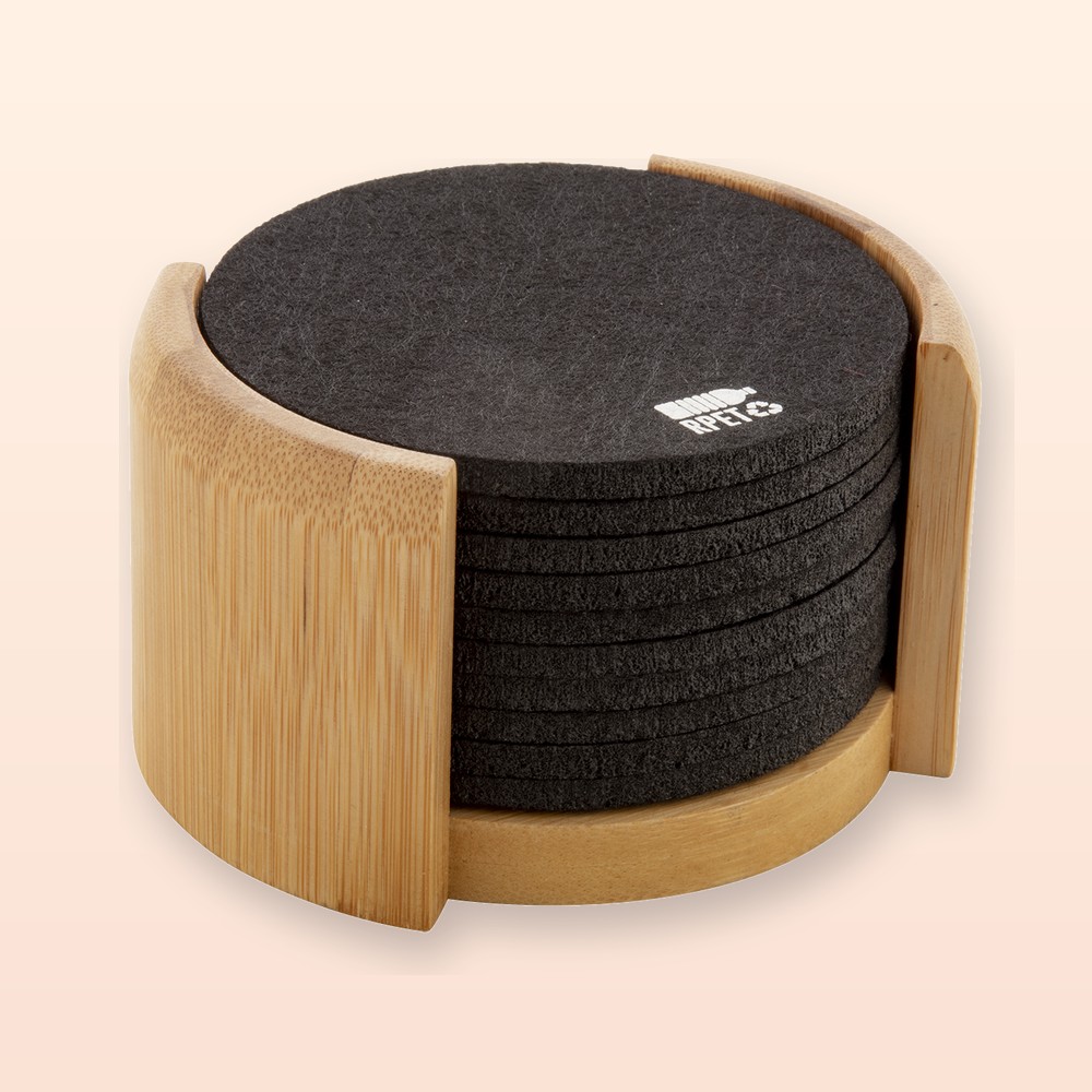 Set sottobicchieri in RPET - nero - naturale