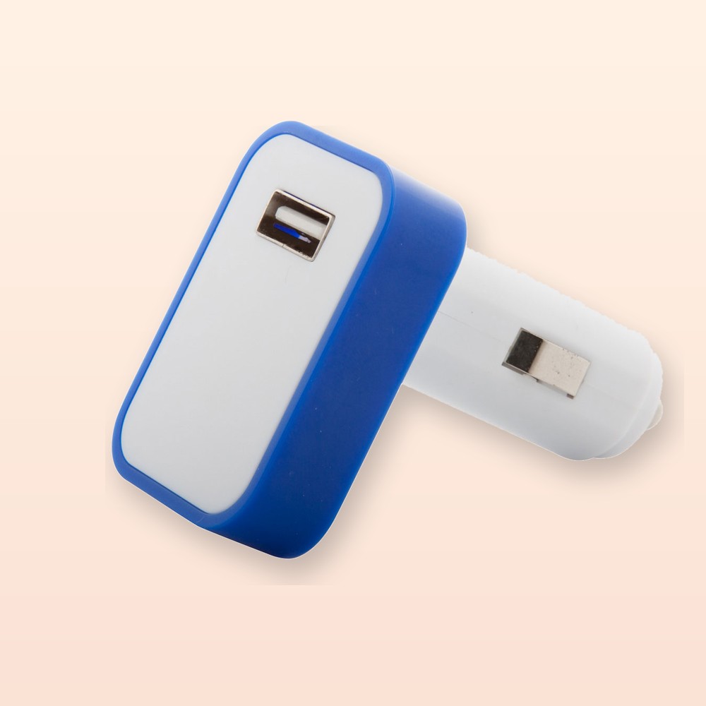caricabatterie USB da auto - blu - bianco