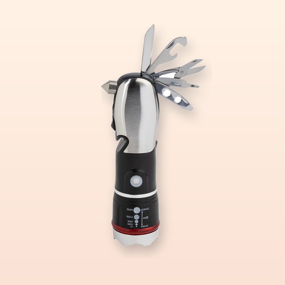 Mini torcia con multi utensili - nero - argento