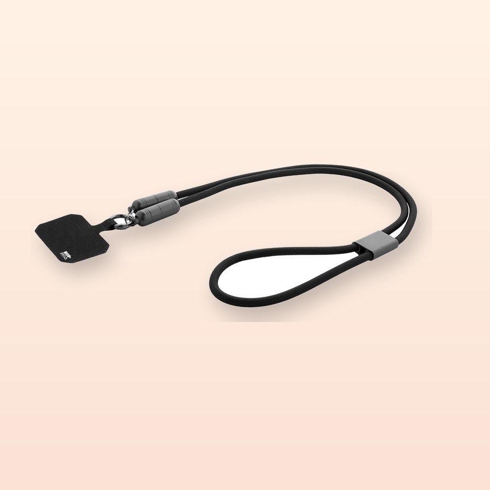 Lanyard in RPET con cavo di ricarica da 60W - nero