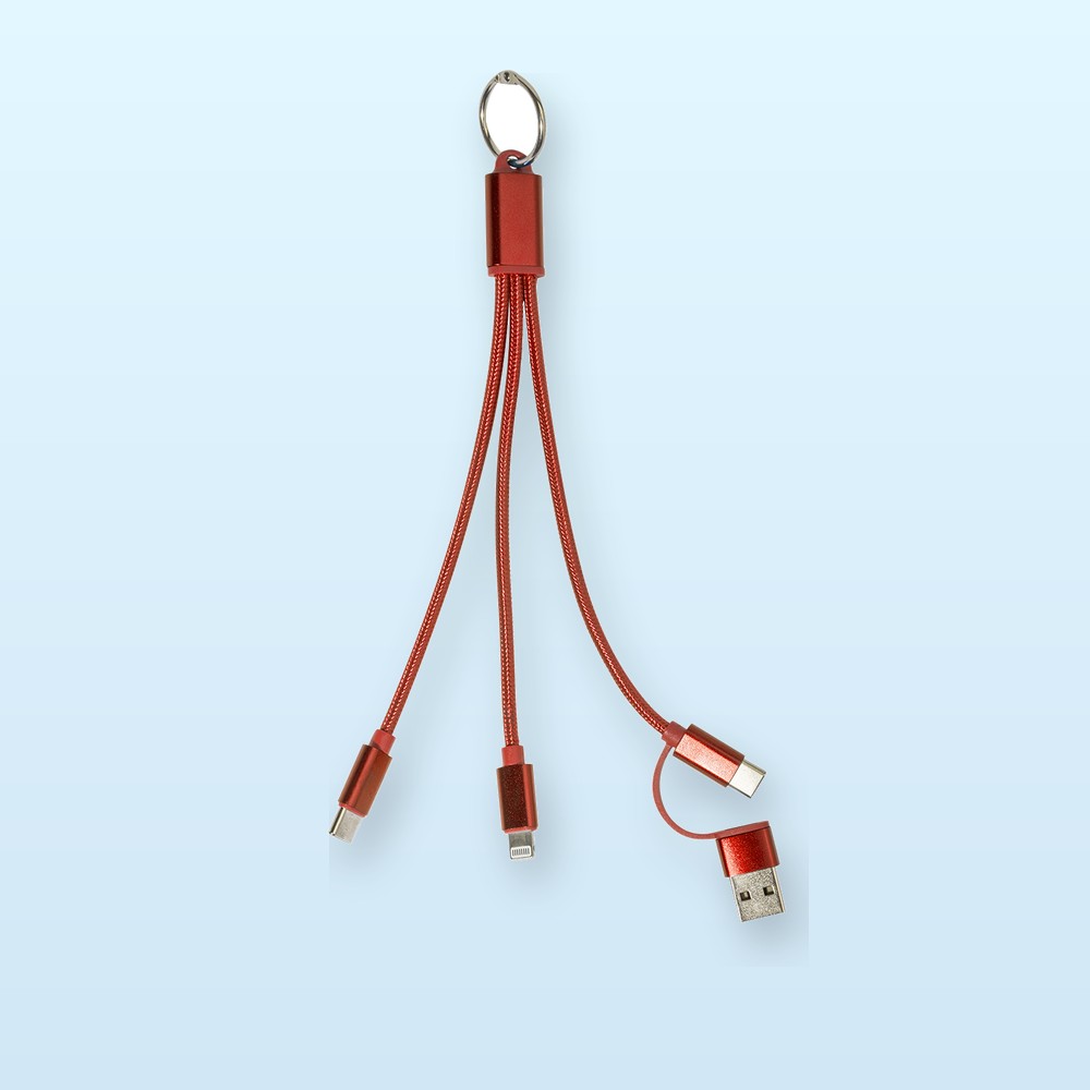 portachiavi con cavo di ricarica USB - rosso