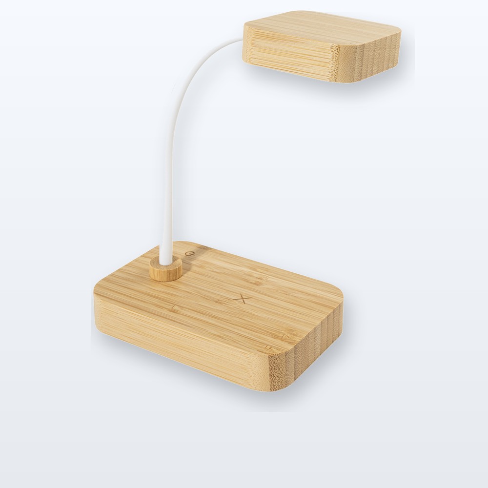 Lampada da tavolo con caricatore wireless - naturale - bianco