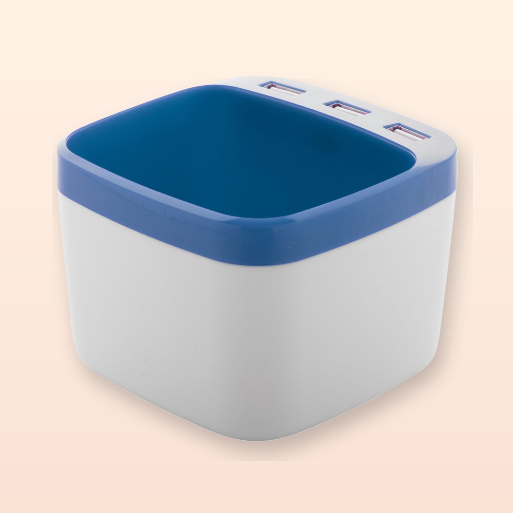 portapenne con hub USB - blu - bianco