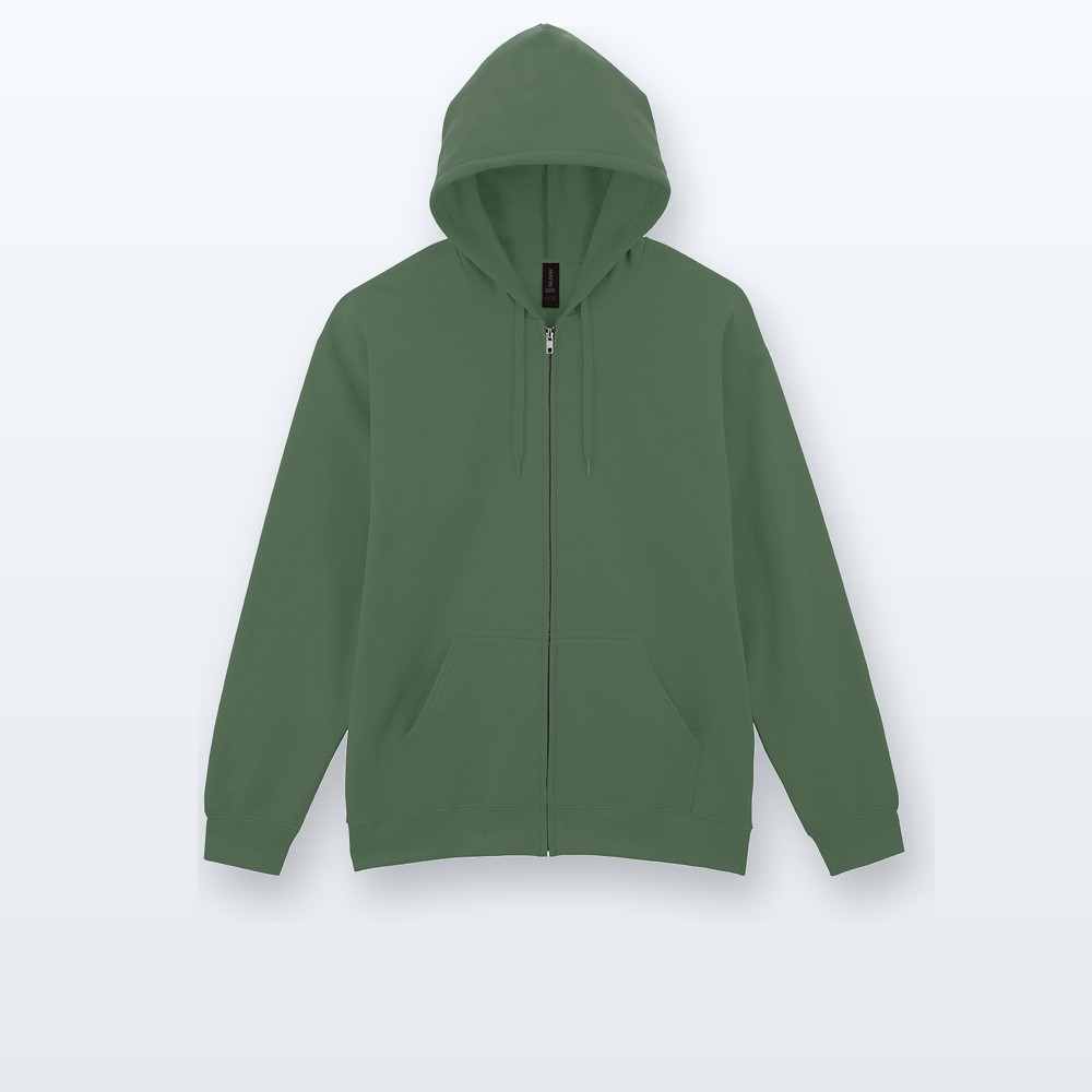 felpa con cappuccio e zip - oliva - M