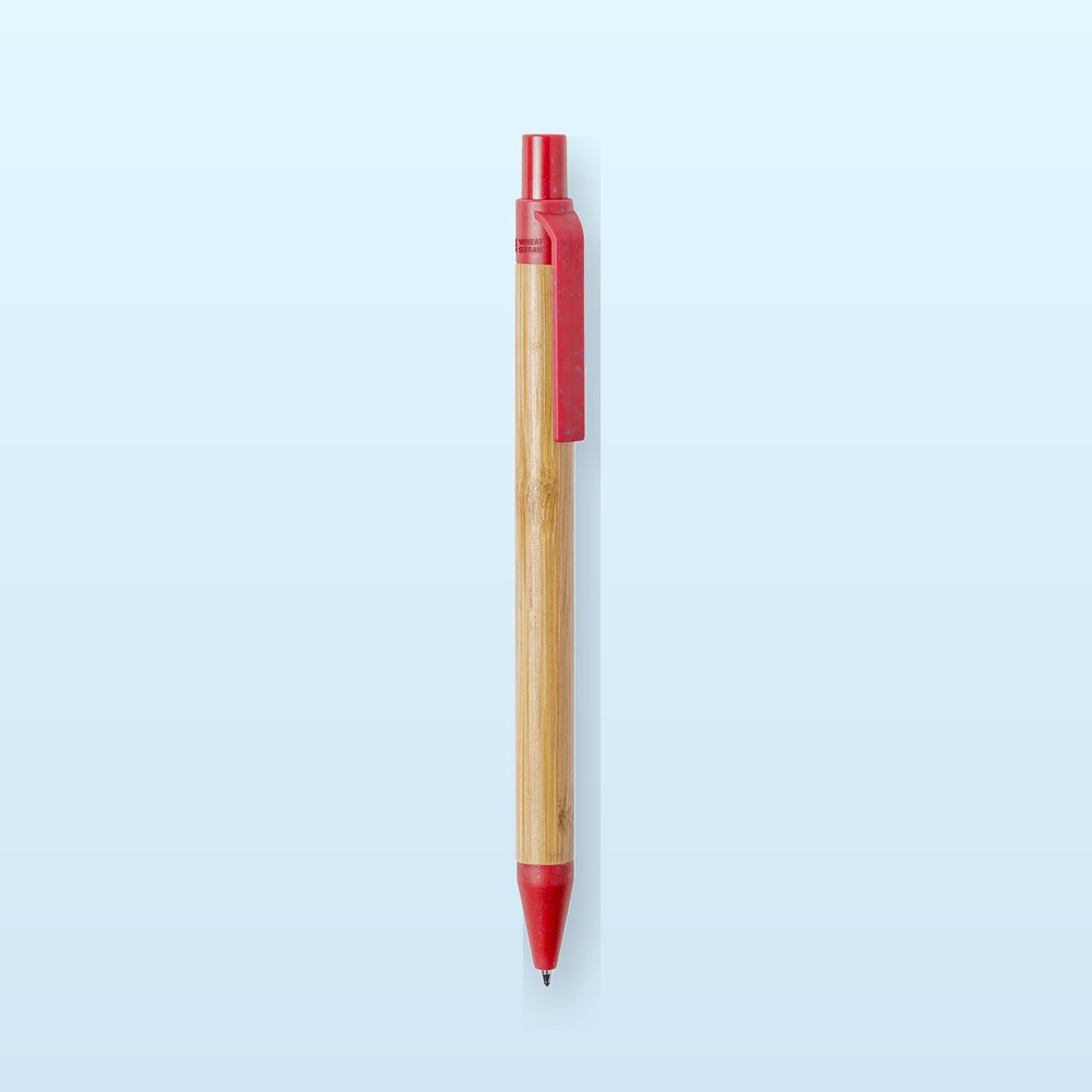 Penna a sfera in bambù - rosso - naturale