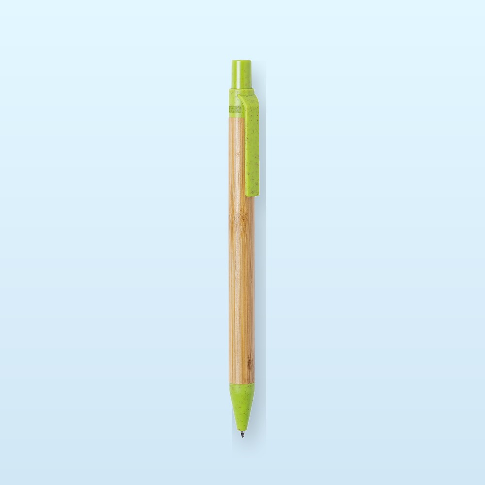 Penna a sfera in bambù - lime verde - naturale