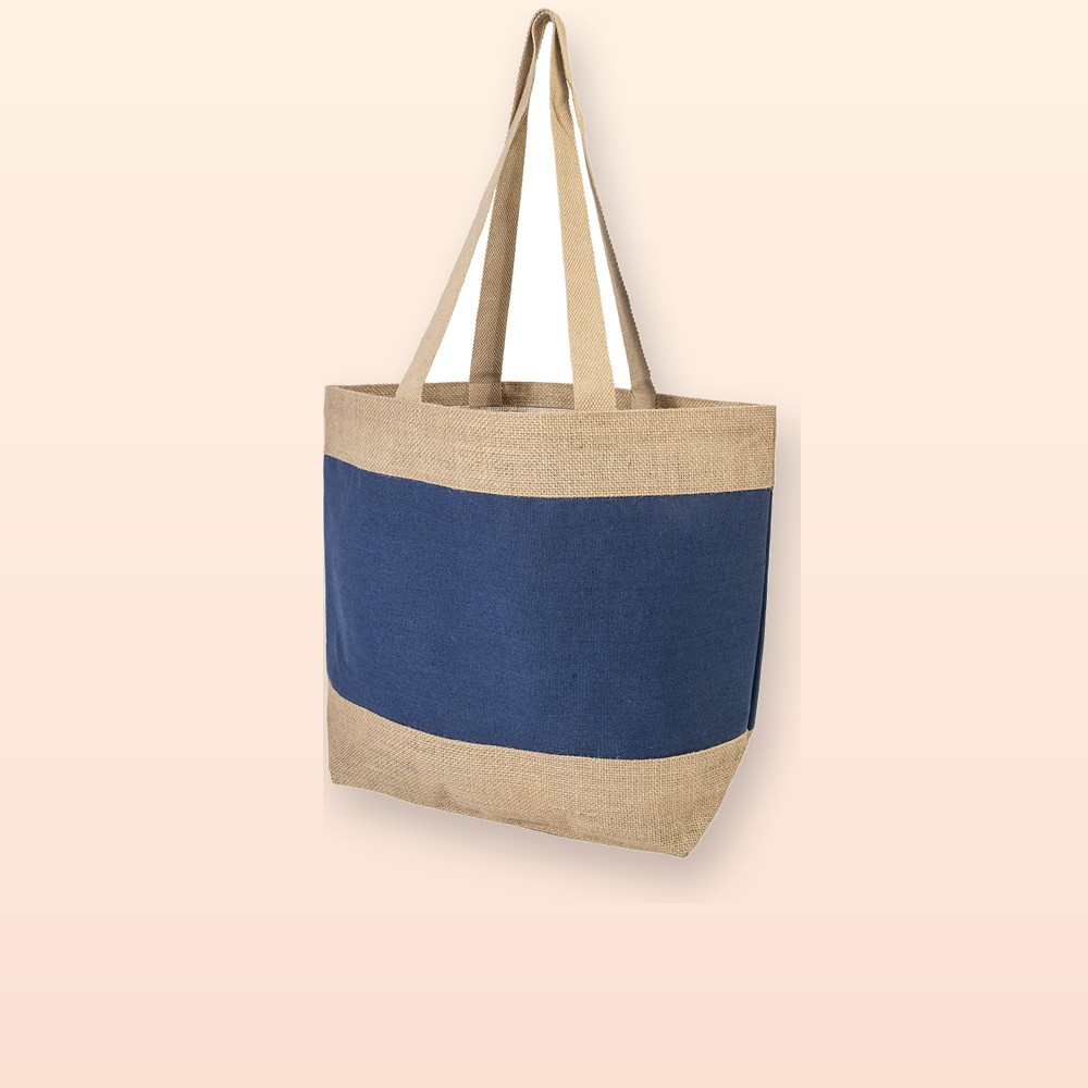 Borsa shopper da spiaggia - blu scuro - naturale